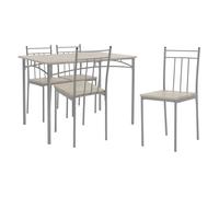 ML-Design Table de Salle à Manger avec 4 Chaises, Chêne Clair, Set de 5 Pièces pour 4 Personnes, MDF Laminé, Pieds en Métal, Matériel de Montage Inclus, Ensemble de Meubles de Cuisine Salon