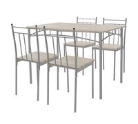 ML-Design Table de Salle à Manger avec 4 Chaises, Chêne Clair, Set de 5 Pièces pour 4 Personnes, MDF Laminé, Pieds en Métal, Matériel de Montage Inclus, Ensemble de Meubles de Cuisine Salon