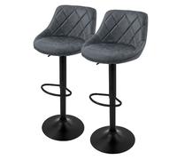 ML-Design Lot de 2 Tabourets de Bar en Simili, Anthracite, Chaise Rembourrée avec Dossier et Repose-Pieds, Réglable en Hauteur 62-82 cm, Pivotante à 360°, Tabouret de Comptoir, Cuisine, Bar de Maison