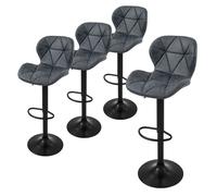 ML-Design Lot de 4 Tabourets de Bar en Simili, Anthracite, Chaise Rembourrée avec Dossier et Repose-Pieds, Réglable en Hauteur 59-79 cm, Pivotante à 360°, Tabouret de Comptoir, Cuisine, Bar de Maison