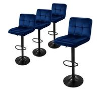 Ml-design Tabouret de bar velours - Bleu