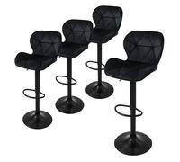 Ml-design Tabourets de bar en velours - Noir