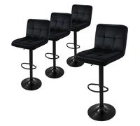 ML-Design Tabouret de bar, set de 4, revêtement en velours, noir, dossier et repose-pieds, hauteur 63-83cm