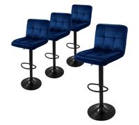 Ml-design Tabouret de bar velours - Bleu