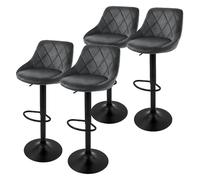 Ml-design Tabouret de bar velours - gris