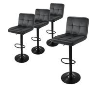 Ml-design Tabouret de bar velours - Gris