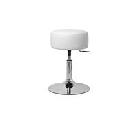 ML-Design Tabouret de Travail, Rond, Blanc, Ø 33 cm, Hauteur Réglable 52-65 cm, Synthétique/Acier Chromé, Assise sans Dossier, Tabouret Design de Maquillage pour Coiffeuse, Tabouret de Bar