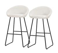 ML-Design Tabourets de bar rembourrés – Lot de 2 – Tissu beige – 75 cm – Dossier et repose-pieds