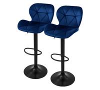 Ml-design Tabourets de bar velours - Bleu