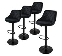 Ml-design tabourets de bar velours lot de 4 - Noir