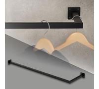 ML-Design Tringle à Vêtements d'Angle, P30 x L110 cm, Noir, Acier Inoxydable, Tringle de Penderie Forme de L, Portemanteau à Montage