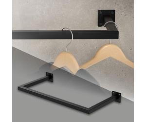 ML-Design Tringle à Vêtements Rectangulaire, P30 x L60 cm, Noir, Acier Inoxydable, Tringle de Penderie Forme de U, Portemanteau à Montage Mural, Porte-vêtements, Tringle à Linge + Matériel de Montage