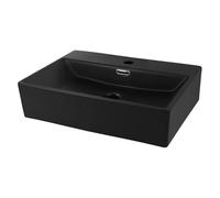 ML-Design Vasque à Poser Lavabo Salle de Bain 515 x 360 x 130 mm en Céramique Noir Mat Rectangulaire Évier Toilette Moderne et Élégant Sans Robinet de Vidange Lave-mains Suspendue de Comptoir