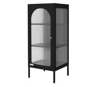 ML-Design Vitrine de Salon 42x102,5x40 cm, Noir, Armoire Étroite avec 3 Compartiments de Rangement/Étagères et 1 Porte, Métallique
