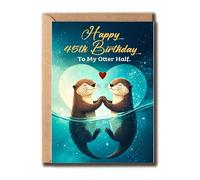 MLDDesigns Happy 45th Birthday To My Otter Half - Cute Otter Couple - Carte d'anniversaire romantique - 45e anniversaire - Carte de vœux pour lui et elle