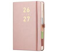 Mljtoyo Agenda 2026-2027 - Format A5 - Une page par jour - Agenda journalier 2026-27 avec rendez-vous de juillet 2026 à juin 2027 - Organiseur à couverture rigide avec onglets colorés - Porte-stylo
