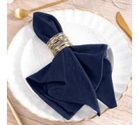 MLMW Lot de 8 serviettes de table en lin et coton lavables en vrac pour remise de diplôme, mariage, fête prénatale, fête prénuptiale, anniversaire - 40,6 x 40,6 cm - Bleu marine