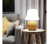 MLOQI Lampe de table champignon avec ampoule 3 couleurs, jolie petite lampe, veilleuse avec base en céramique (orange)