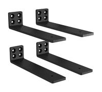 MLOQI Lot de 4 Equerre Etagere Murale, équerre Industrielle,Equerre Charge Lourde,5 mm D'épaisseur, Support Invisible étagère Murale avec Vis (Noire 25 cm)