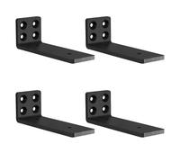 MLOQI Lot de 4 Equerre Etagere Murale, équerre Industrielle,Equerre Charge Lourde,5 mm D'épaisseur, Support Invisible étagère Murale avec Vis (Noire 15 cm)