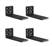 MLOQI Lot de 4 Equerre Etagere Murale, équerre Industrielle,Equerre Charge Lourde,5 mm D'épaisseur, Support Invisible étagère Murale avec Vis (Noire 10 cm)