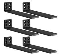 MLOQI Lot de 6 Equerre Etagere Murale, équerre Industrielle,Equerre Charge Lourde,5 mm D'épaisseur, Support Invisible étagère Murale avec Vis (Noire 25 cm)