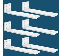 MLOQI Lot de 6 Equerre Etagere Murale, équerre Industrielle,Equerre Charge Lourde,5 mm D'épaisseur, Support Invisible étagère Murale avec Vis (Blanche 25 cm)