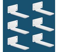 MLOQI Lot de 6 Equerre Etagere Murale, équerre Industrielle,Equerre Charge Lourde,5 mm D'épaisseur, Support Invisible étagère Murale avec Vis (Blanc 15 cm)