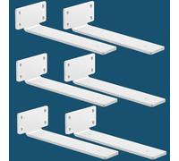 MLOQI Lot de 6 Equerre Etagere Murale, équerre Industrielle,Equerre Charge Lourde,5 mm D'épaisseur, Support Invisible étagère Murale avec Vis (Blanc 30 cm)