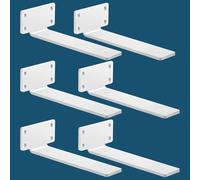 MLOQI Lot de 6 Equerre Etagere Murale, équerre Industrielle,Equerre Charge Lourde,5 mm D'épaisseur, Support Invisible étagère Murale avec Vis (Blanc 25 cm)