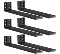 MLOQI Lot de 6 Equerre Etagere Murale, équerre Industrielle,Equerre Charge Lourde,5 mm D'épaisseur, Support Invisible étagère Murale avec Vis (Noire 30 cm)