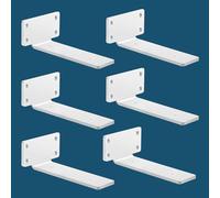 MLOQI Lot de 6 Equerre Etagere Murale, équerre Industrielle,Equerre Charge Lourde,5 mm D'épaisseur, Support Invisible étagère Murale avec Vis (Blanc 20 cm)