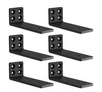 MLOQI Lot de 6 Equerre Etagere Murale, équerre Industrielle,Equerre Charge Lourde,5 mm D'épaisseur, Support Invisible étagère Murale avec Vis (Noire 15 cm)