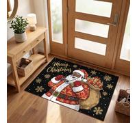 MLSOWM Paillasson Intérieur Noël en Dessin Animé 90 x 150 cm, Ultra Fin | Tapis de Porte Père Noël Sac-Cadeau, Antidérapant et Lavable, Absorbant l'eau, Paillasson de Bienvenue Décoration