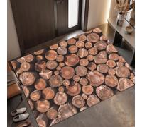 MLSOWM Paillasson Intérieur Tas De Bois Rural 60 x 120 cm, Ultra Fin | Tapis de Porte Texture des Anneaux De Bois, Antidérapant et Lavable, Absorbant l'eau, Paillasson de Bienvenue Décoration