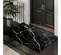 MLSOWM Style Industriel Paillasson Intérieur, 90 x 150 cm Tapis Entrée Intérieur Antidérapant Tapis de Porte Marbre Réaliste Absorbant Lavable pour Cuisine, Salle de Bain, Couloir, Noir Charbon
