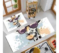 MLSOWM Tapis Cuisine Devant Évier Imperméables Anti Tache 2 Pièces Étanche Essuyable Antidérapant pour Salon Sol De Cuisine Animaux De Dessin Animégirafe 40 * 60+40 * 120Cm