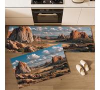 MLSOWM Tapis de Cuisine Forêt De Pierres du Désert Tapis de Passage antidérapant et Lavable, Photographie Réaliste Paillasson de Cuisine pour Devant evier, Couloir, Chambre à Coucher, Bleu