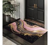 MLSOWM Tapis de Porte 60 x 120 cm, Marbre Rose Et Noir Paillasson Interieur Antidérapant, Paillasson Entrée Lavable, Art Fluide De Luxe Tapis de Sol Absorbant et Durable, Lavable, Rose Nude