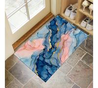 MLSOWM Tapis de Porte 60 x 120 cm, Marbre Whirlpool Paillasson Interieur Antidérapant, Paillasson Entrée Lavable, Art Fluide Moderne Tapis de Sol Absorbant et Durable, Lavable, Bleu