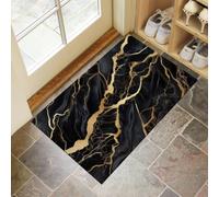 MLSOWM Tapis de Porte, 60 x 90 cm Profil Bas Texture De Luxe Paillasson Interieur Entree Marbre Fluide Tapis de Sol Antidérapant Lavable pour Entrée, Couloir, Cuisine, Noir Charbon