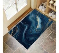MLSOWM Tapis de Porte 90 x 150 cm, Bille Ondulée Paillasson Interieur Antidérapant, Paillasson Entrée Lavable, Océan Abstrait Tapis de Sol Absorbant et Durable, Lavable, Bleu Marine