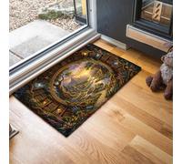 MLSOWM Tapis de Porte d'Entrée 50 x 80 cm Paillasson à Profil Bas Bibliothèque Oak Moquette Antidérapant Lavable Vallée Fantastique Tapis de Sol pour Entrée, Couloir, Chambre, Brun