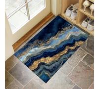 MLSOWM Tapis d'Entrée Intérieur, Bille Ondulée Tapis de Porte Antidérapant Luxe Moderne Paillasson Super Absorbant pour Entrée, Salle de Bain et Couloir, 40 x 60 cm, Bleu Foncé