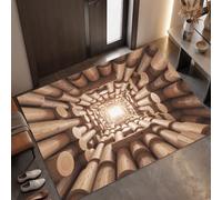 MLSOWM Tapis d'Entrée Intérieur Illusion Visuelle 3D, TPR Antidérapant, 60 x 90 cm | Paillasson Tunnel Blocs Bois, Tapis de Porte, Antitache et Facile à Nettoyer pour Couloir, Passage, Cuisine