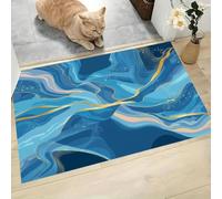 MLSOWM Tapis d'Entrée Intérieur, Motif Marbré Tapis de Porte Antidérapant Minimaliste Moderne Paillasson Super Absorbant pour Entrée, Salle de Bain et Couloir, 80 x 120 cm, Bleu