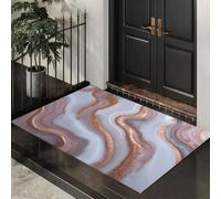 MLSOWM Tapis d'entrée Intérieur Ultra-Fin, 60 x 120 cm Bille Ondulée Tapis de Sol Antidérapant Lavable Motifs D'Agate Paillasson Absorbe l'eau pour Porte, Cuisine et Couloir, Or Rose