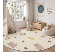 MLSOWM Tapis Rond Petits Animaux Mignons à Poils Courts | Moquette Hérisson Caneton Chaton Antidérapant, Doux et Confortable, Ne Perd Pas Ses Poils, Lavable pour Salon Chambre Table Basse de Chevet