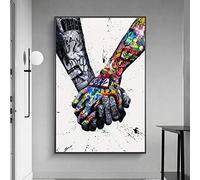 MLSWW Tableau décoratif sur Toile Amant mains Graffiti Art toile peinture Pop Street Art affiches imprime inspirant mur Art photos pour salon maison photo