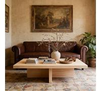MMleYN Table Basse Rectangulaire Bois, Table Basse en Pin Massif | Plateau Épais 5cm Veinage Naturel Rustique, Meuble De Salon Robuste Table De Centre Pour Salon Bureau(110x50x45cm)